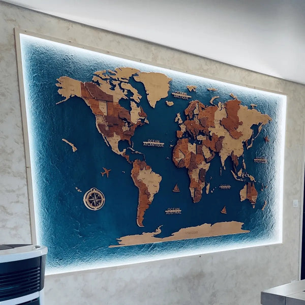 Carte du Monde Murale 3D en Bois – Fabrication Artisanale Française