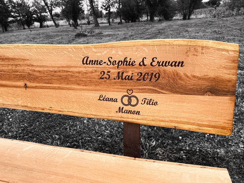 Banc en chêne live Edge