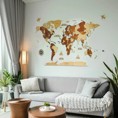 Carte du Monde Murale 3D en Bois – L’art du voyage sur vos murs - Wood Work
