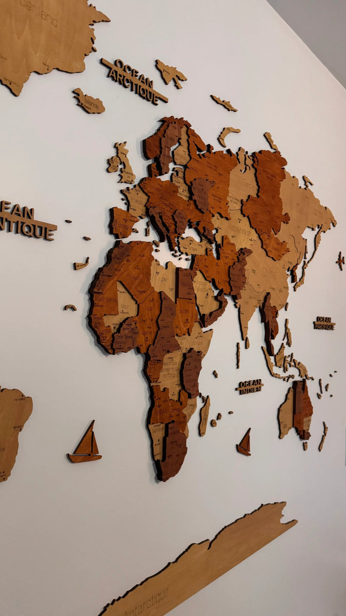 Carte du Monde Murale 3D en Bois – L’art du voyage sur vos murs - Wood Work