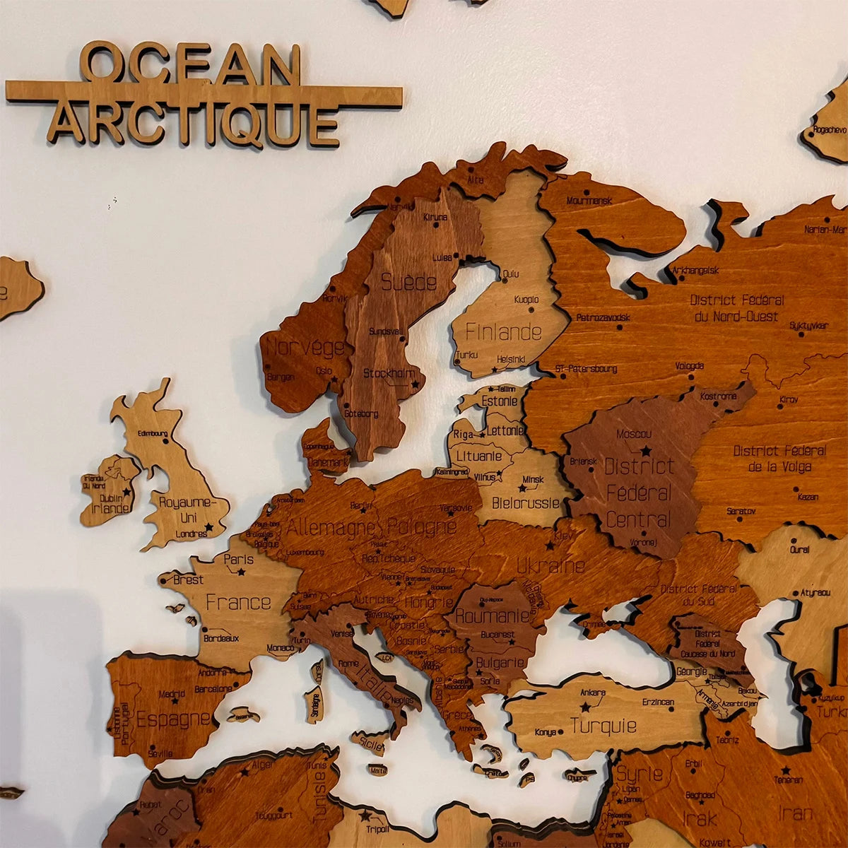 Carte du Monde Murale 3D en Bois – Fabrication  Française