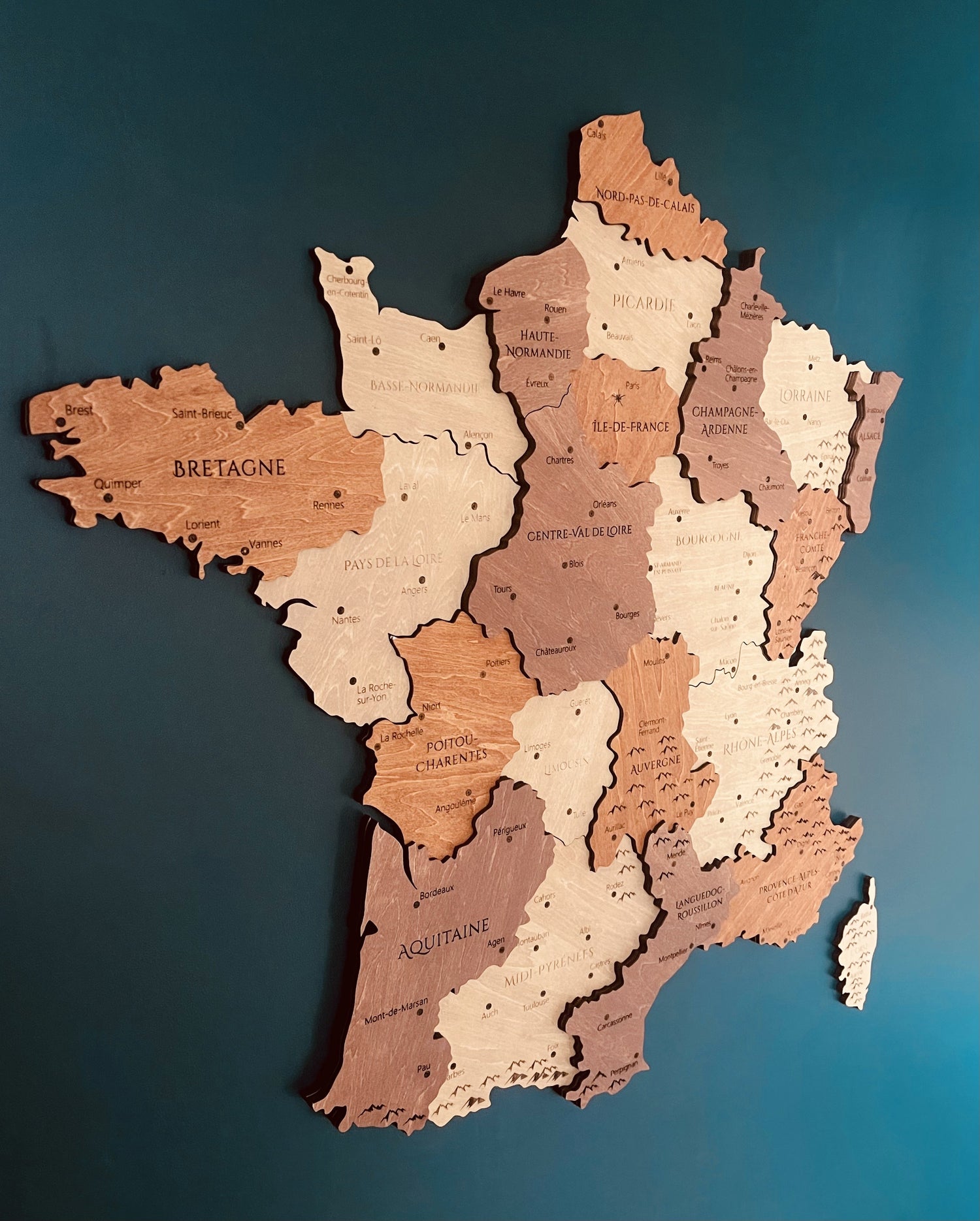 Carte de France Murale en Bois