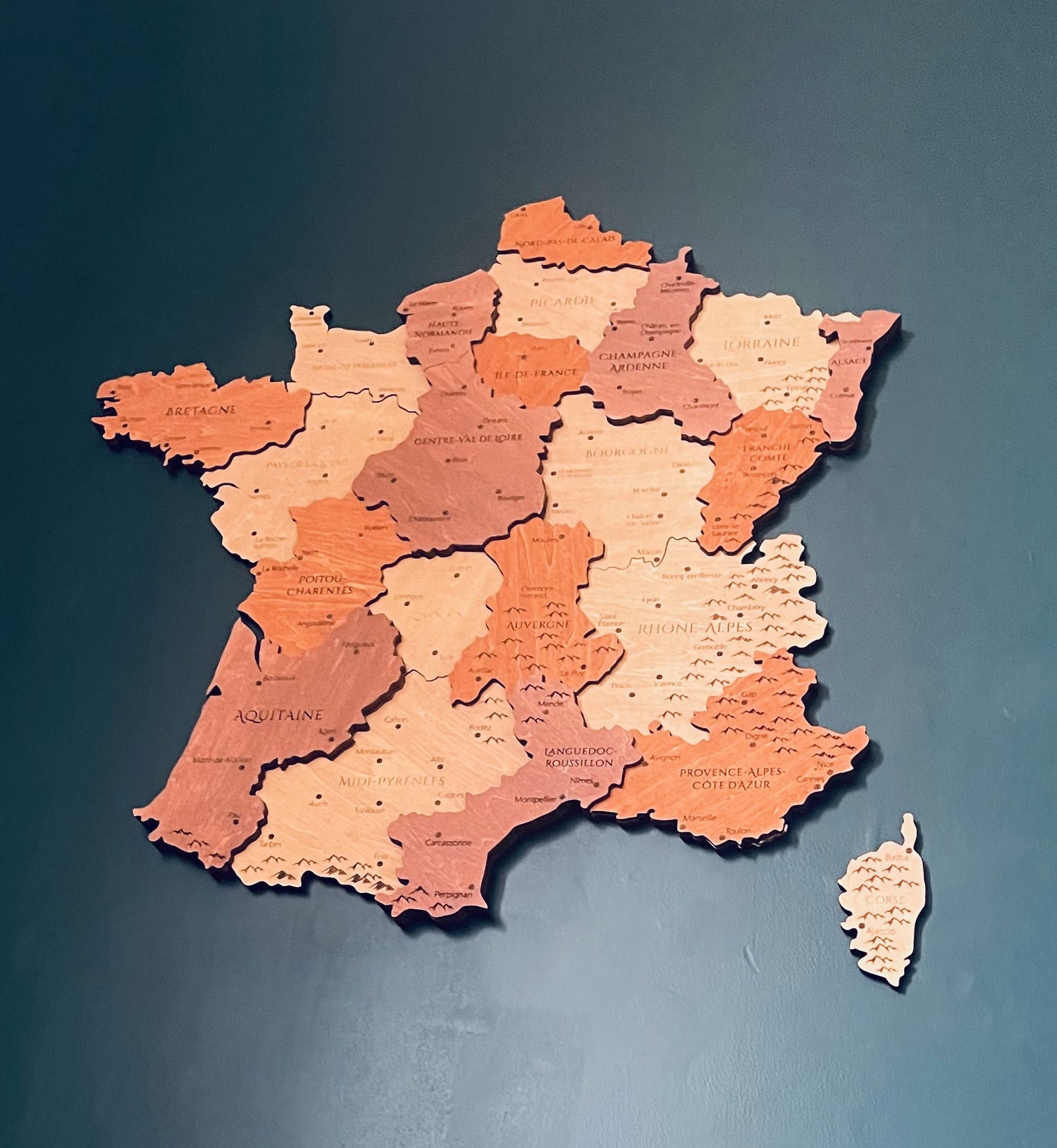 Carte de France Murale en Bois
